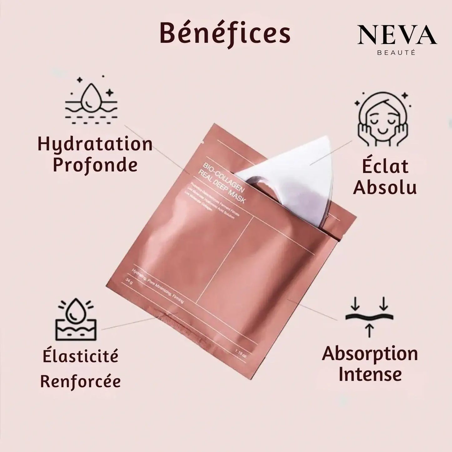 NevaGen™ Masque Collagène – Pose légère, éclat intense